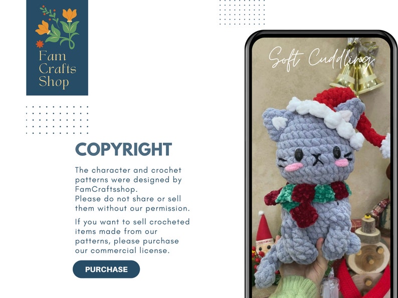 Virkat mönster för Mochi-katt: Amigurumi-kattunge, julversion (PDF-mönster) bild 8