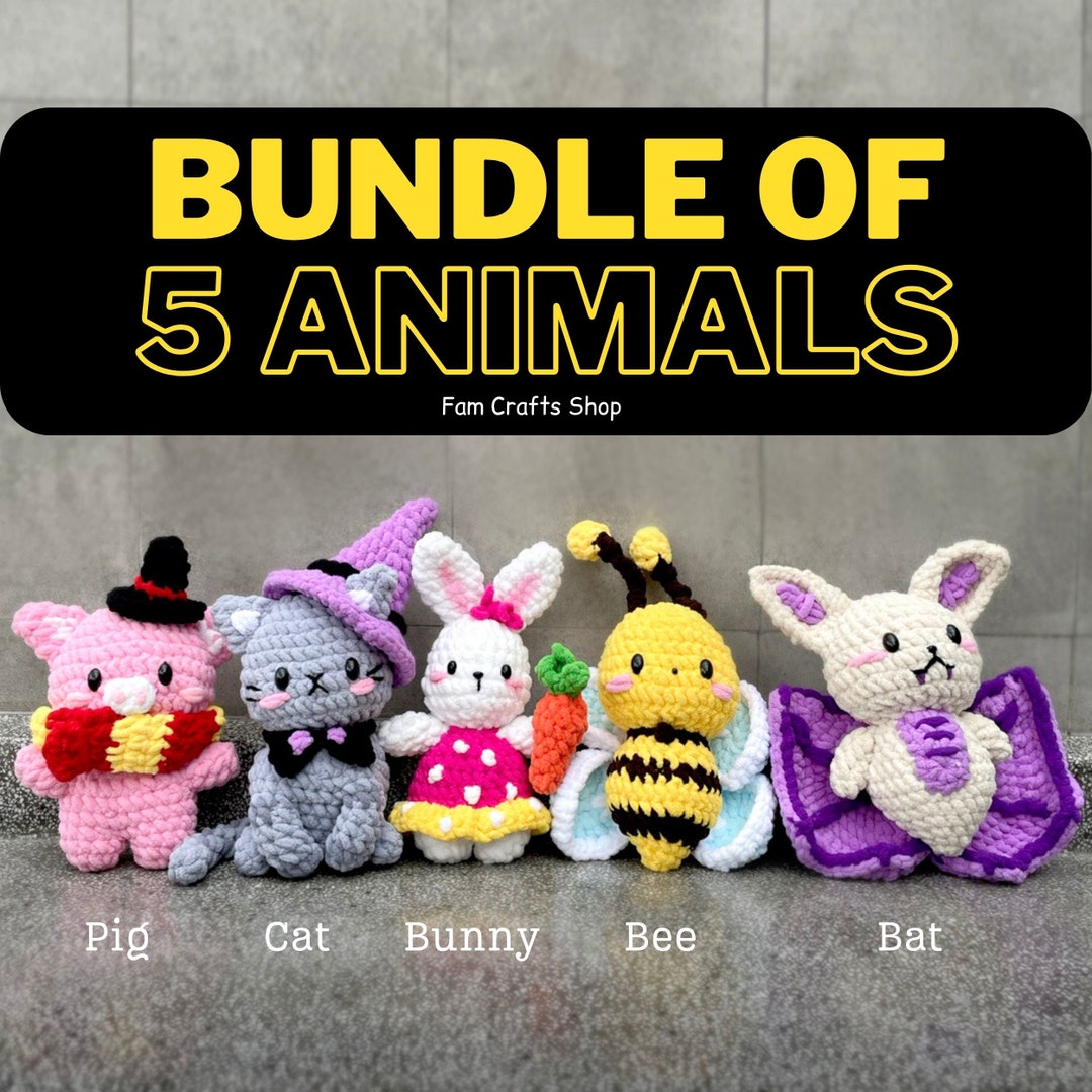 Animal Amigurumi Crochet Pattern – 5 in 1 Plushy Bundle (PDF Download ...