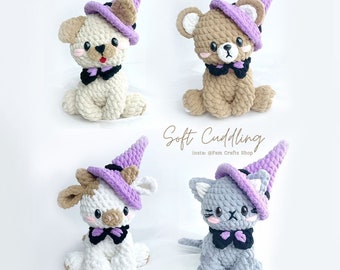 Animal Crochet Pattern - 4 in 1 Bundle Amigurumi Tutorial, Easy Animal Crochet Design, Stuffed Plushy Pet DIY,  English PDF Download