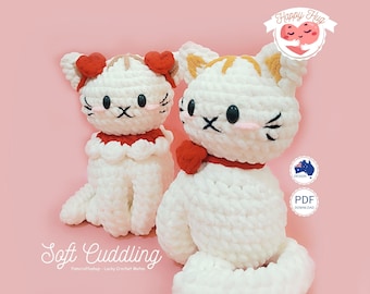 CROCHET CAT PATTERN - amigurumi couple kitten tutorial Stuffed plush animal diy Easy crochet kitten pattern pdf Instant download Digital
