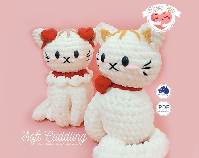 Featured listing image: CROCHET CAT PATTERN - amigurumi couple kitten tutorial Stuffed plush animal diy Easy crochet kitten pattern pdf Instant download Digital