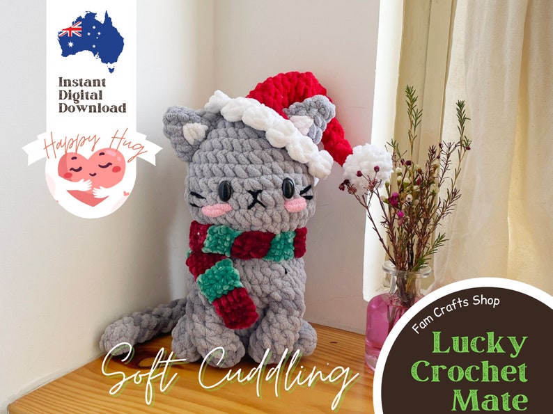 Virkat mönster för Mochi-katt: Amigurumi-kattunge, julversion (PDF-mönster) bild 5