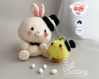 Adorable Easter Friends Crochet Pattern - Easy Amigurumi Tutorial for Bunny and Chicken - Digital Download