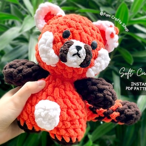 Red Panda Crochet Pattern - Adorable Chubby Panda Crochet Design, Pet Amigurumi Tutorial, Stuffed Plushy Animal DIY, English PDF Download