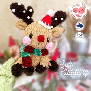 CROCHET REINDEER PATTERN - amigurumi reindeer christmas tutorial Stuffed plush animal diy Easy crochet pattern pdf Instant download Digital