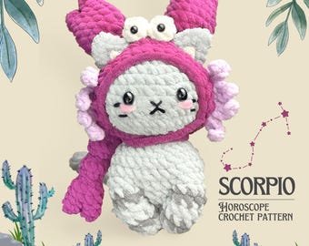 Horoscope Crochet Pattern - Zodiac Cat Amigurumi Tutorial, Scorpio Crochet Design, Stuffed Plushy Pet DIY,  English PDF Download