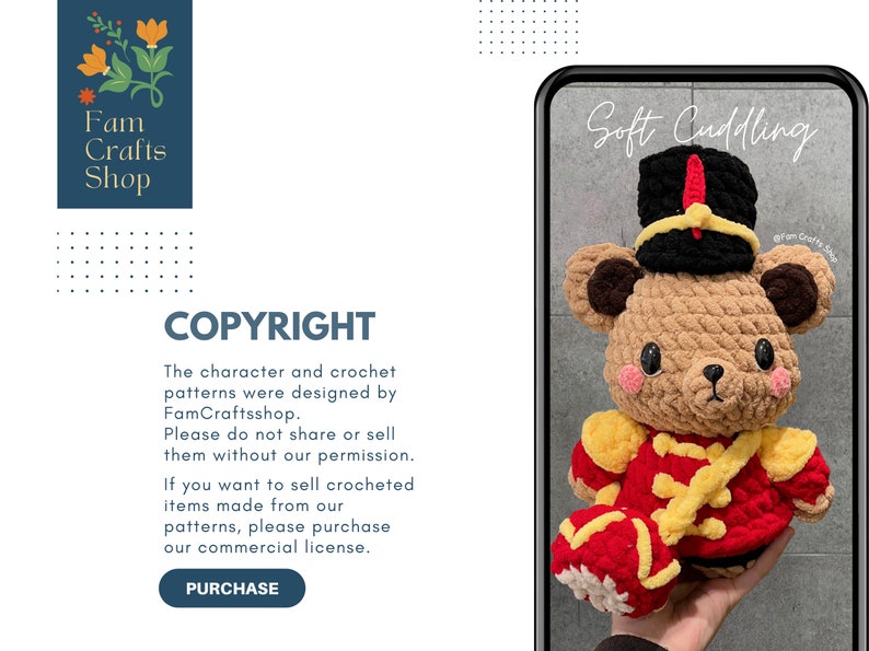 Crochet Nutcracker Bear Amigurumi Pattern, DIY Stuffed Plush, English