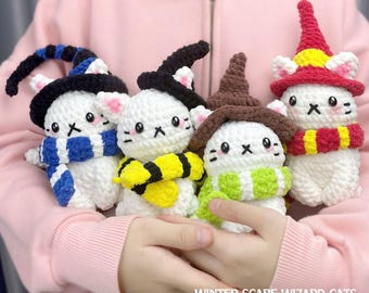 Wizard Kitten Crochet Pattern - Amigurumi Cats with Winter Scarves, Easy DIY PDF Tutorial