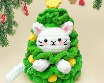 Christmas Cat Crochet Pattern - Amigurumi Christmas Tree Decor, Festive Cat Christmas Decoration, DIY Holiday Crochet, English PDF Download