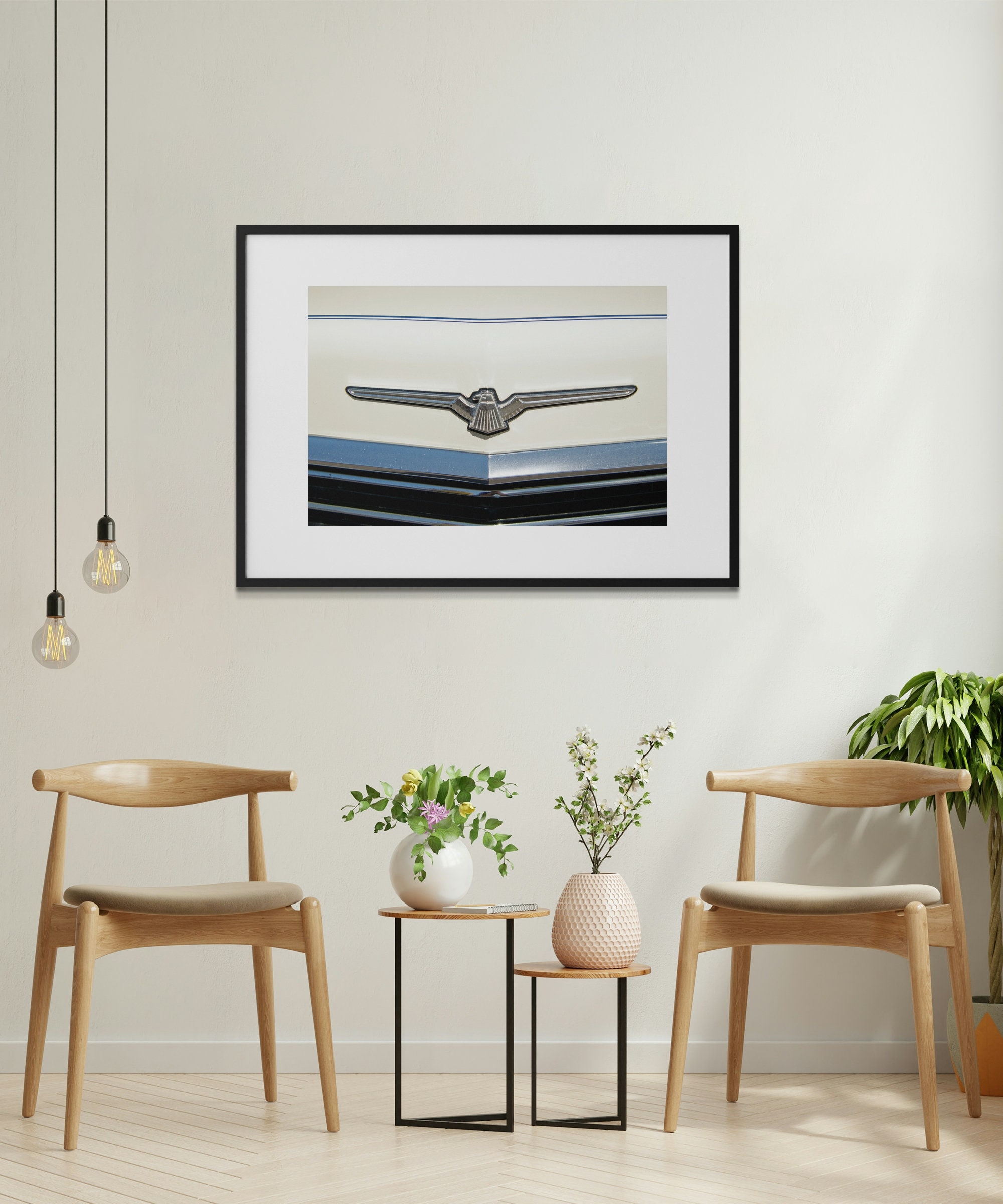 Vintage American Muscle Car Ornament/logo on Car Hood. Wall Art, Decor