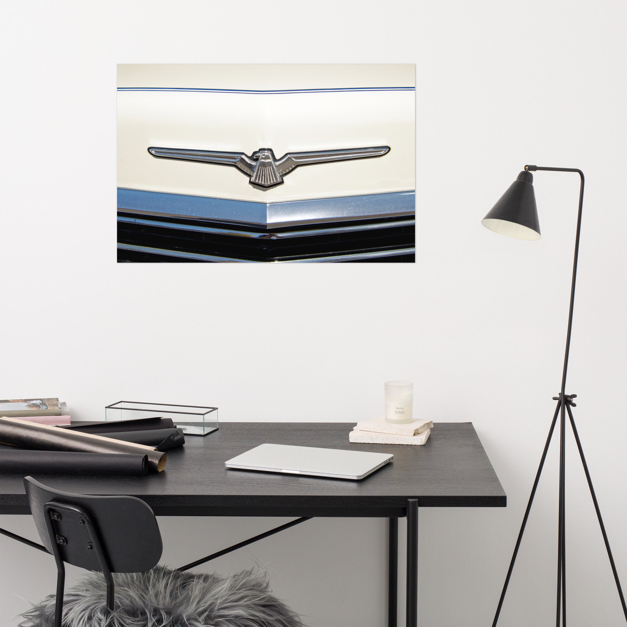 Vintage American Muscle Car Ornament/logo on Car Hood. Wall Art, Decor