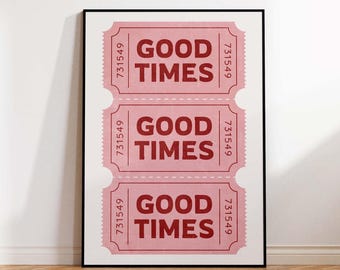 Retro-Poster „Gute Zeiten“, druckbare Wanddekoration im Preppy-Stil
