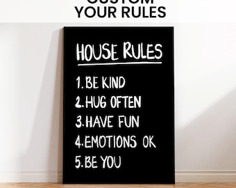 Custom House Rules Poster, Personalized Family Sign (Digital Download)