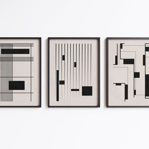 Bauhaus-tryckset: Svartvit geometrisk konst (digital nedladdning)