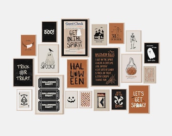 Juego de 20 láminas decorativas de Halloween para pared, láminas vintage de estilo espeluznante para galería.