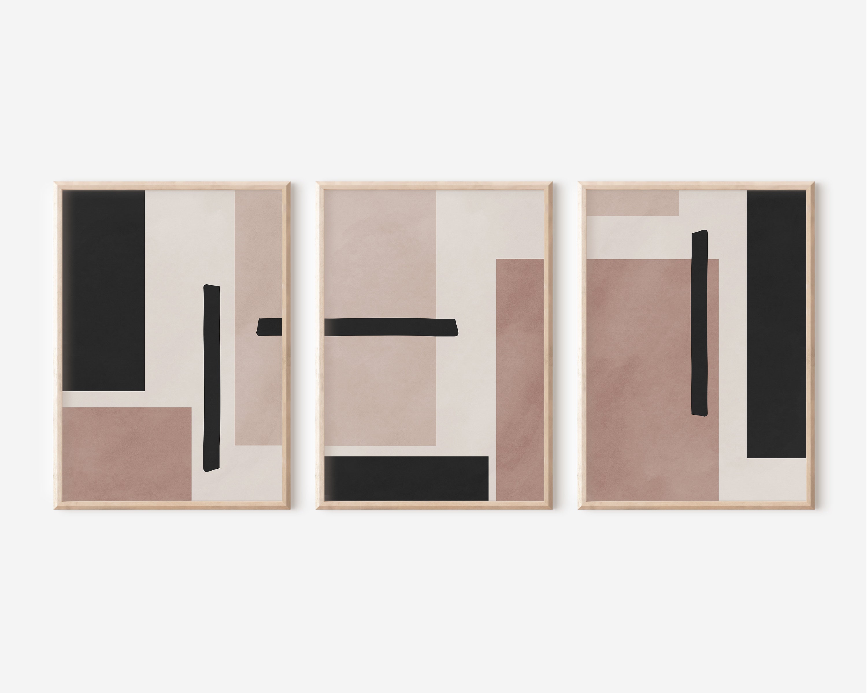 Bauhaus Inspired Trendy Wall Art Print Set of 3 Neutral Tones Modern ...