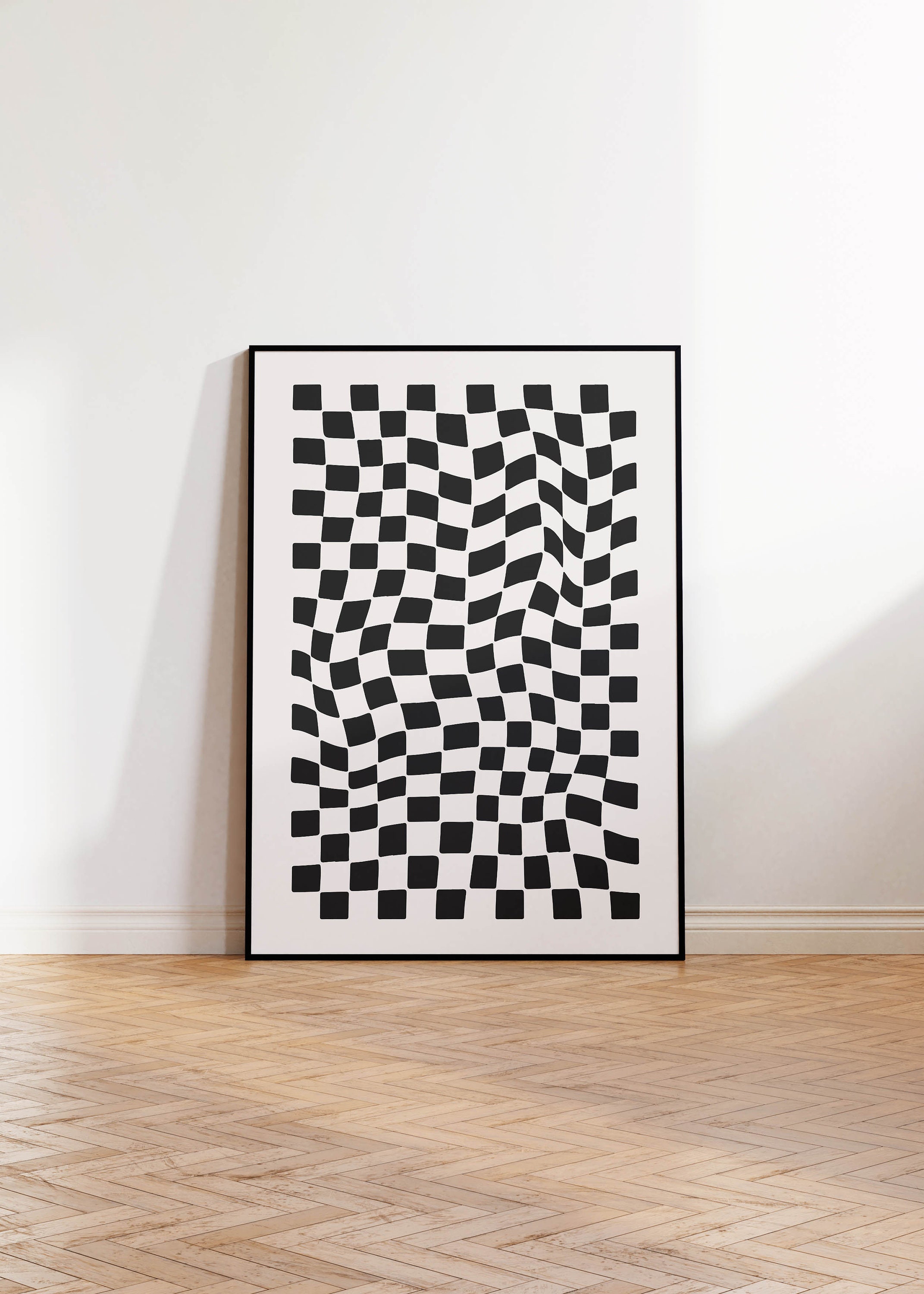 Checkers Game Wall Art with Frame, Monochrome Chess Board Design with Tile  Coordinates Mosaic Square Pattern, Printed Fabric Poster for Bathroom  Living Room, 23 x 35, Black White, by Ambesonne 