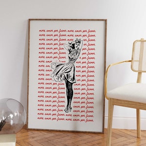 More Amor Por Favor Girly Poster | Preppy Girl Wall Art | Maximalist Apartment Decor | Y2K Eclectic Print | Spanish Love Quotes Retro Poster