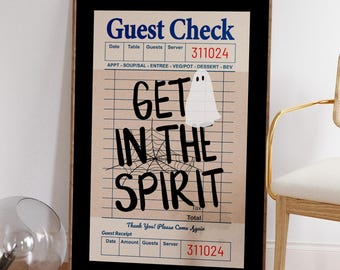 Cute Ghost Guest Check Print, Retro Halloween Wall Decor, Spooky Fall Season (Digital Download)