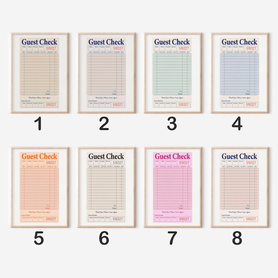 Blank Guest Check Poster, Preppy Wall Decor (Digital Download)