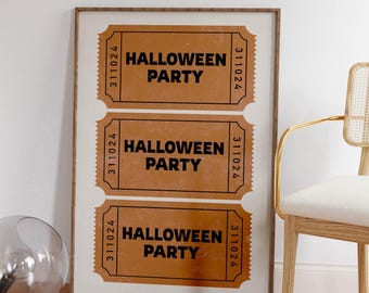 Retro Halloween Party Ticket Poster: Spooky Vintage Decor (Digital Download)