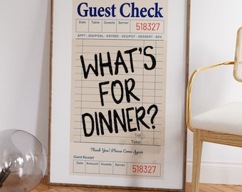 Guest Check Poster, Retro Diner Kitchen Wall Art (Digital Download)