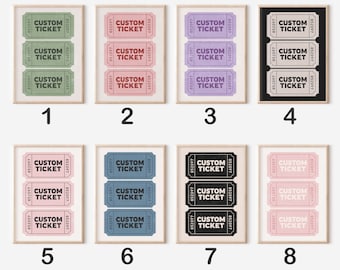 Personalized  Ticket Poster, Retro Keepscake Printable Wall Art (Dİgital Download)