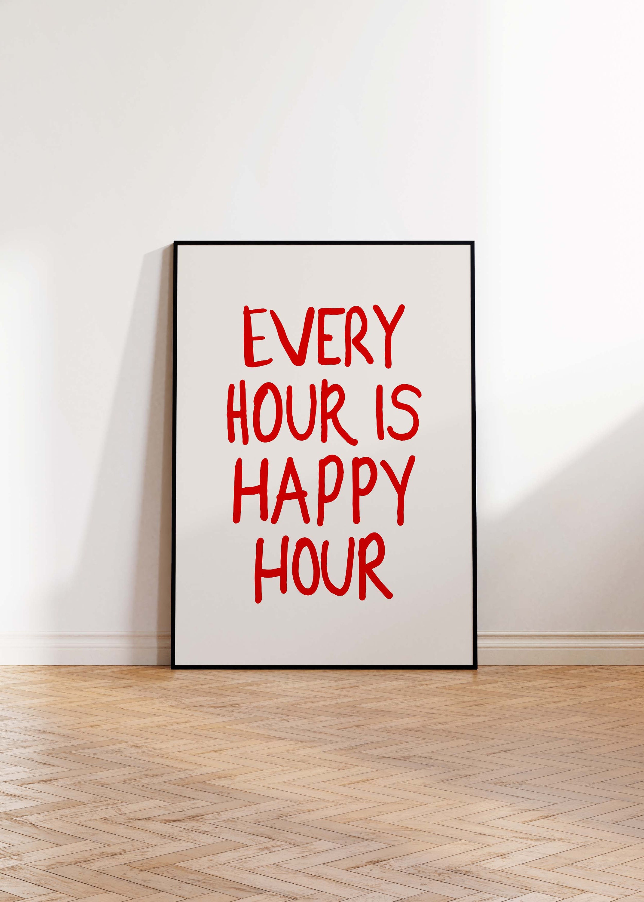 Printable Happy Hour Poster Bar Cart Wall Art Cute Drinks Poster Every