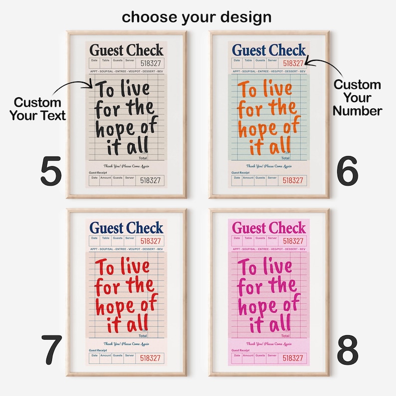 Custom Guest Check Printable Poster, Personalized Handwritten Wall Art ...