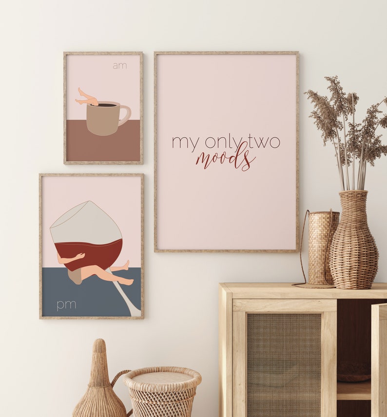 Coffee & Wine Wall Art Set AM PM Poster Coffee Art Etsy