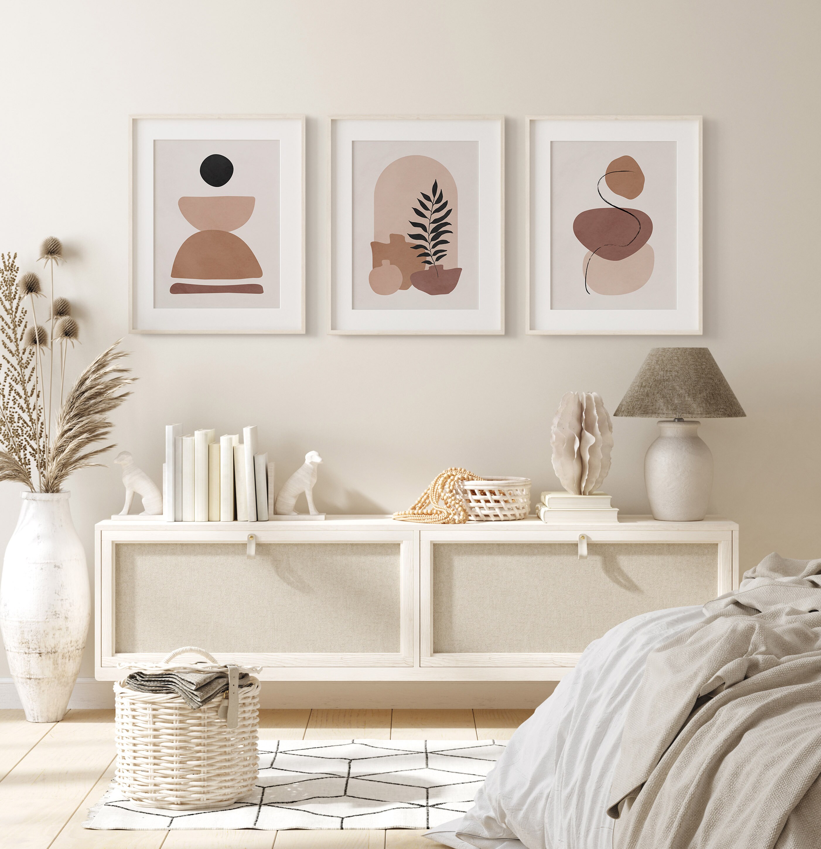 Minimal Neutral Abstract Art Set of 3 Prints Moroccan Wall - Etsy