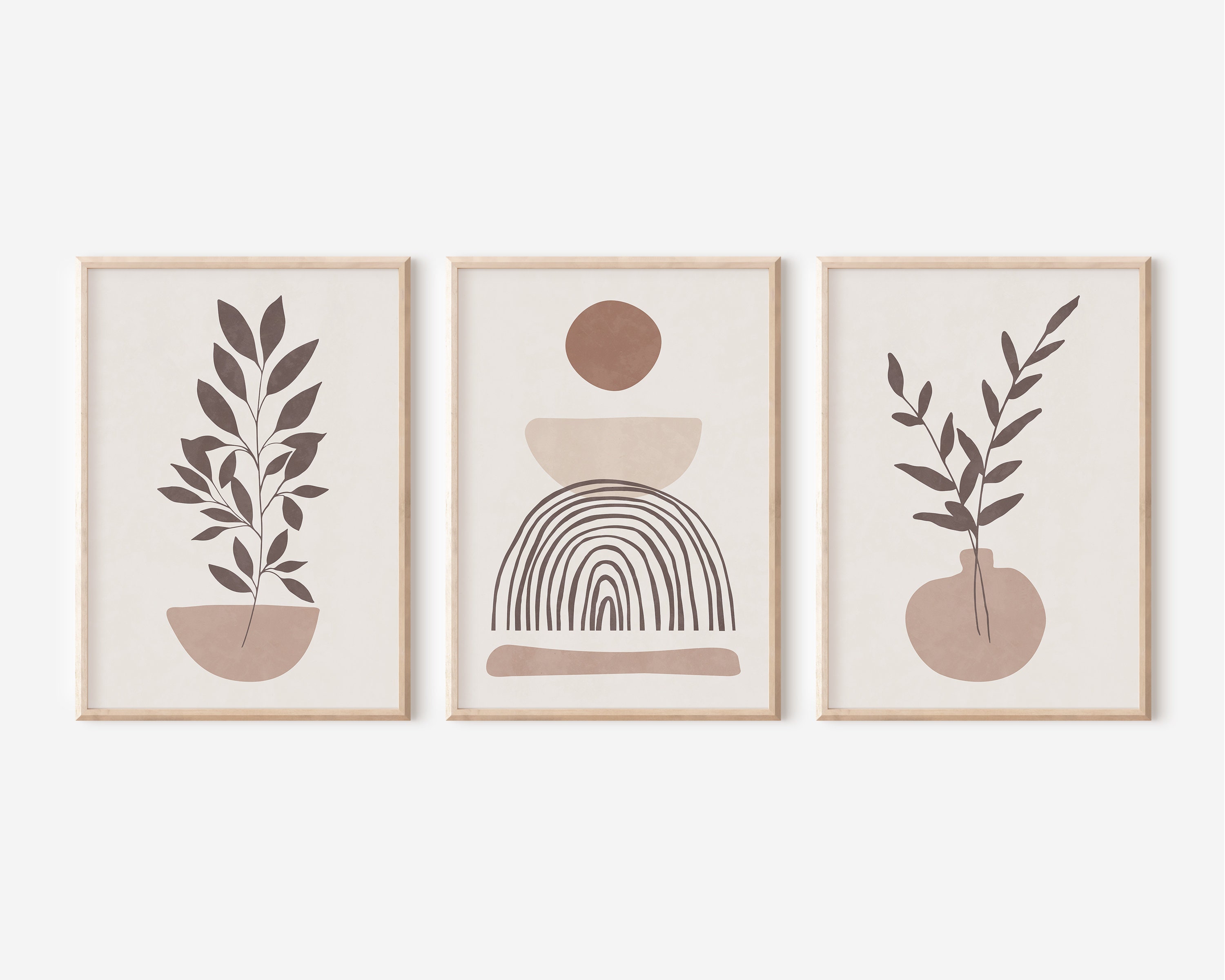 Set of 3 Neutral Boho Wall Art Prints – Terracotta Beige Abstract ...