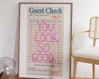 Du ser så bra ut, gästruttryck: Retro preppy väggkonst (digital nedladdning)
