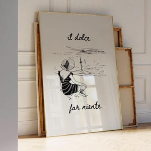 Il Dolce Far Niente, italienisches Zitat, ruhiges Küstendekor, Vintage Retro Wandbild, ruhiges Wohndekor