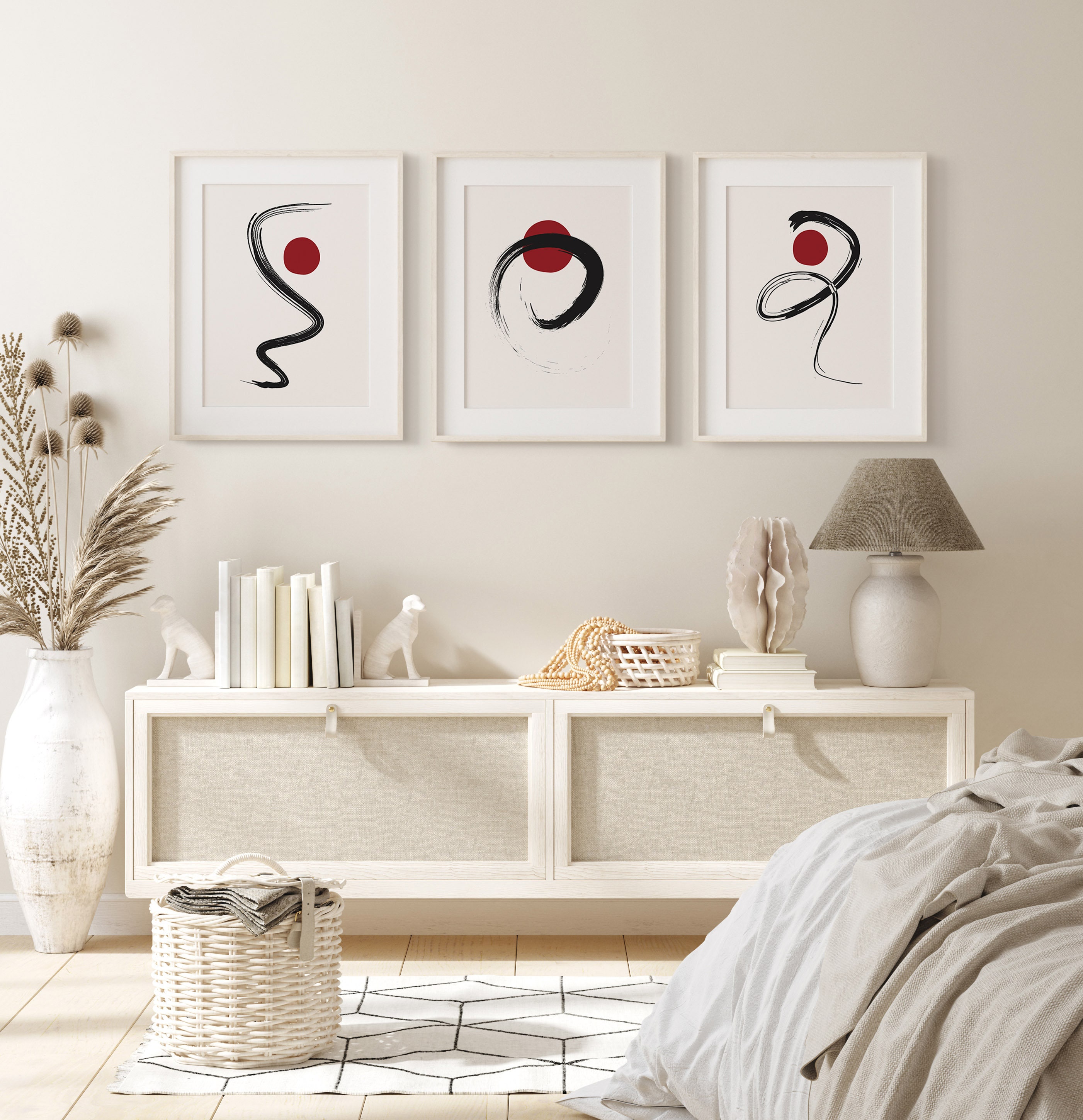 Modern Japandi Style Art Prints Printable Abstract Wall Art Set of 3 ...
