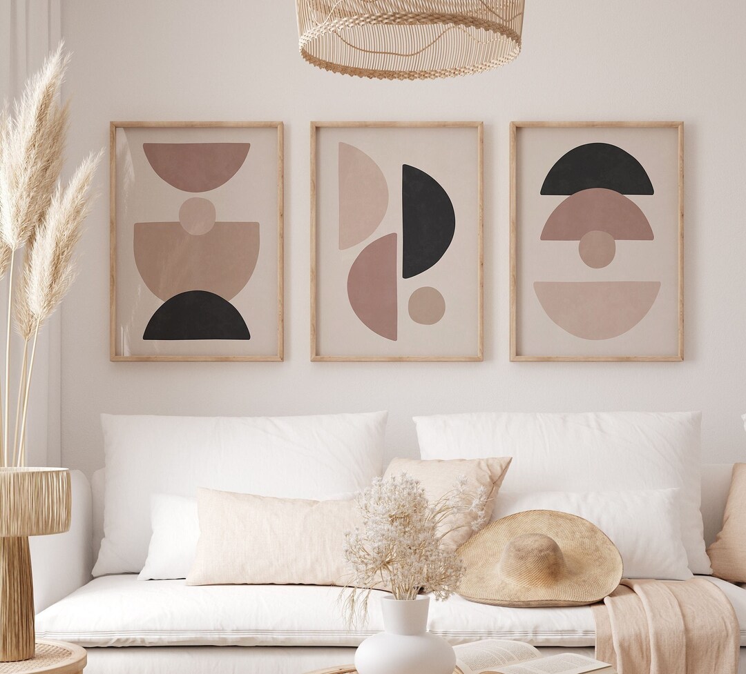 Mid Century Modern Boho Set of 3 Prints Geometric Abstract Wall Decor ...