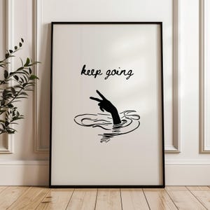 Keep Going Poster, Preppy Motivationsplakat, Positive Vibes Trendy Retro Wanddekoration, Printable Lustige Bar Warenkorb Kunst, Quirky Funky Home Decor