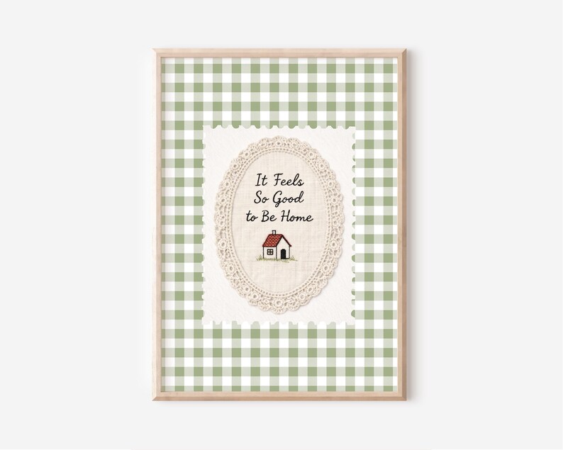 Sage Green Gingham Kitchen Print, Cottagecore Farmhouse Decor (digital ...