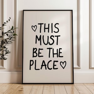 Trendy Handwriting Typography Poster, This Must Be The Place Print, Preppy Apartment Decor, Bar Cart Print, Positive Quotes Kitchen Wall Art