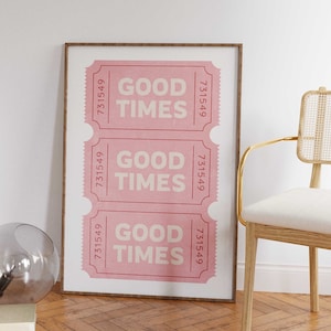 Cartel imprimible de muy buen gusto rosa de moda / Cartel de entradas de buenos tiempos / Impresiones de carrito de bar Y2K / Decoración de pared de apartamento retro funky / Dedor de habitación independiente
