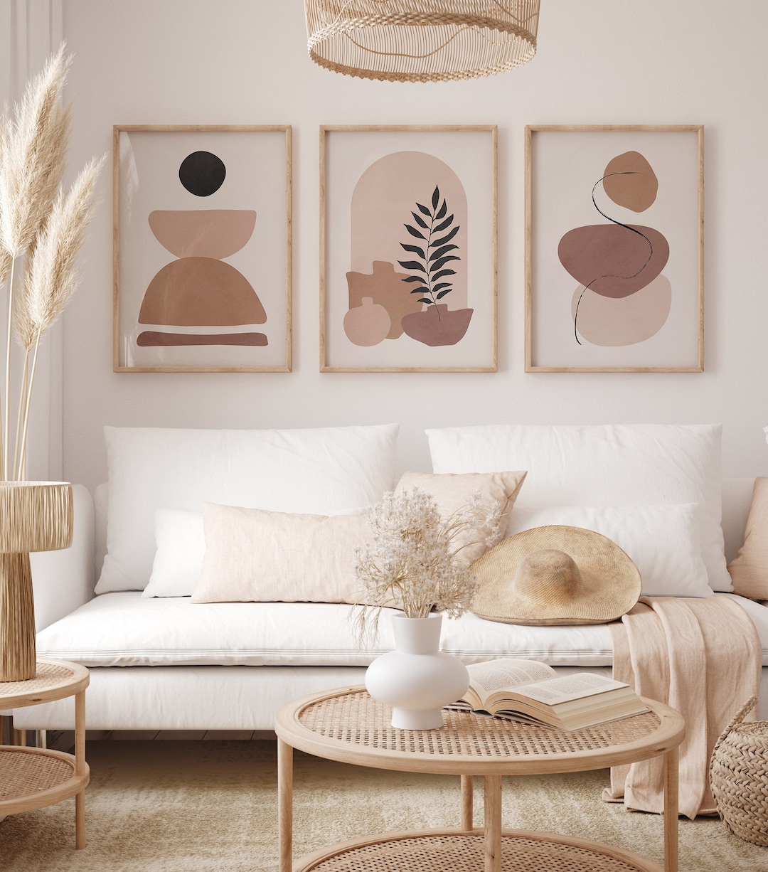 Minimal Neutral Abstract Art Set of 3 Prints Terracotta Wall Art Prints ...