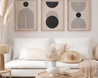 Mid-Century Modern Geometric Art Prints Set of 3 (Digital Download)