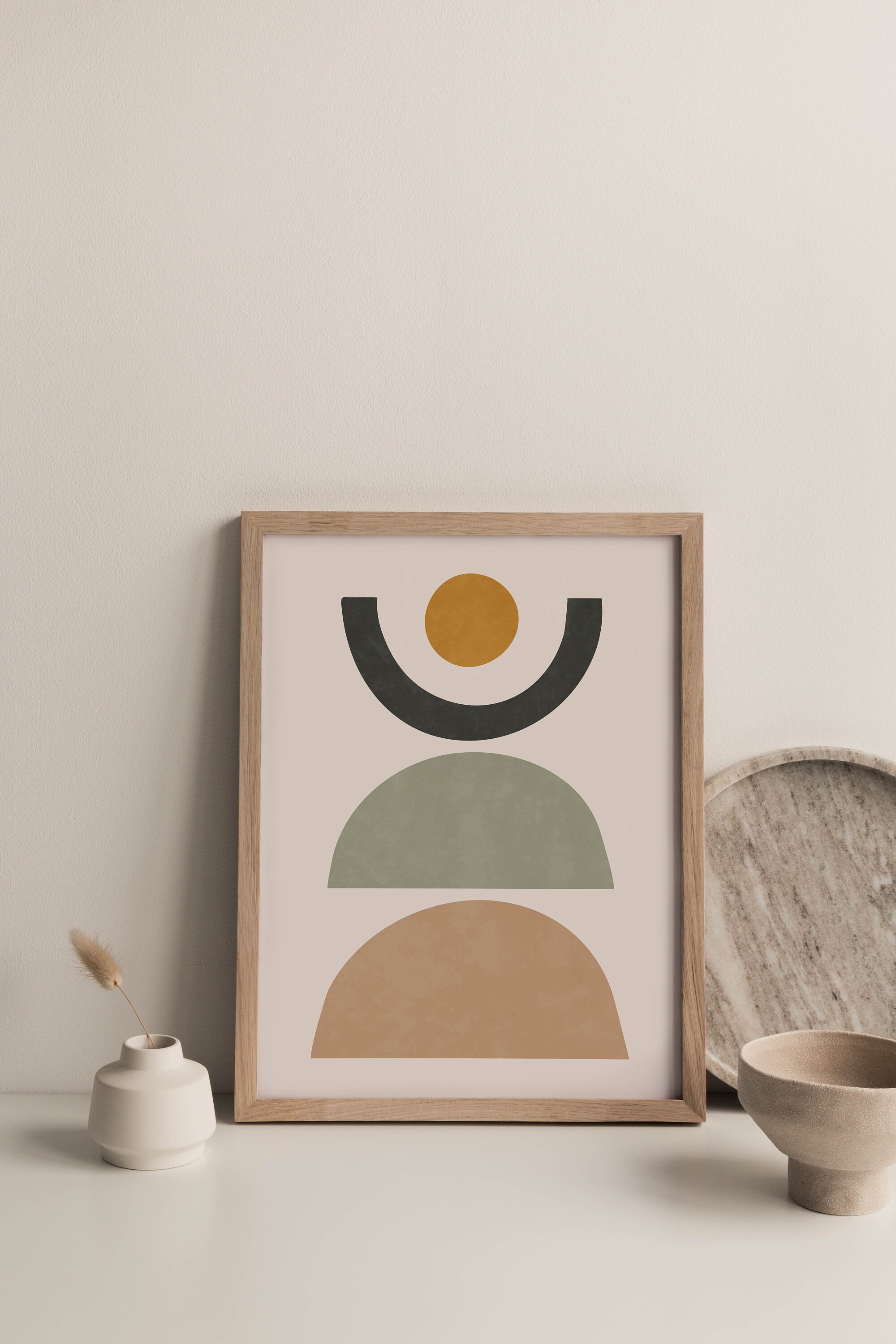 Mid Century Modern Wall Art Set of 3, Boho Abstract Geometric Print ...
