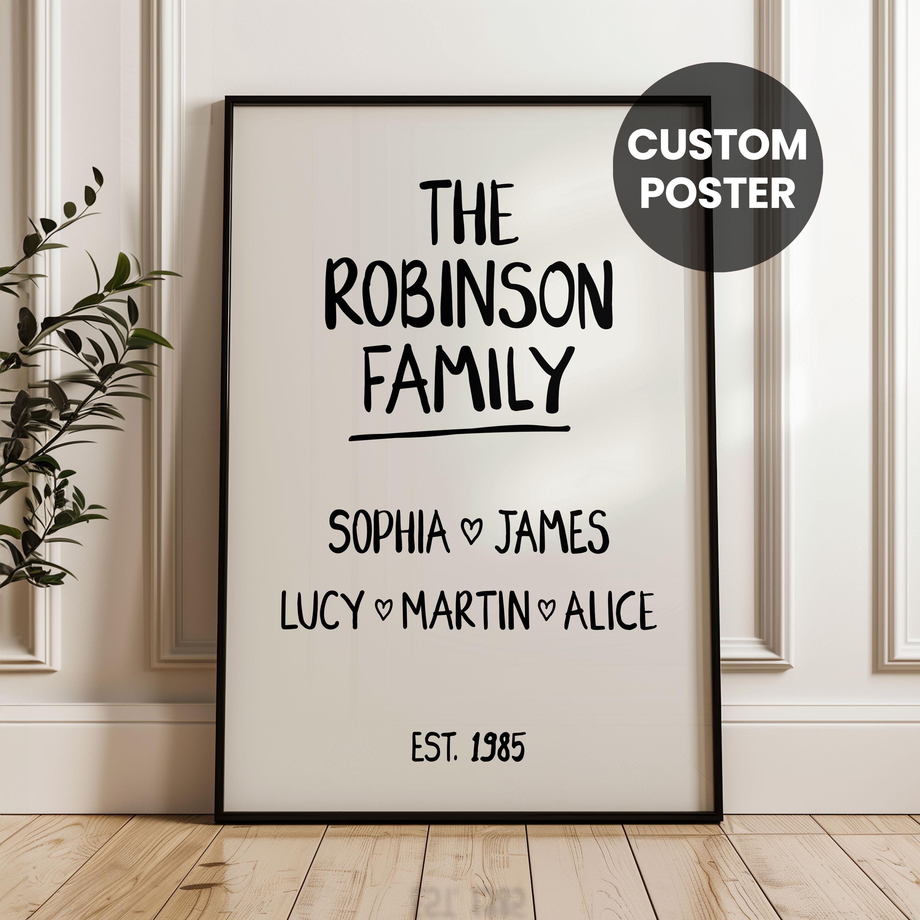 Custom Family Names Poster Printable, Typography Personalize Text Room Decor, Customize Family Wall Decor