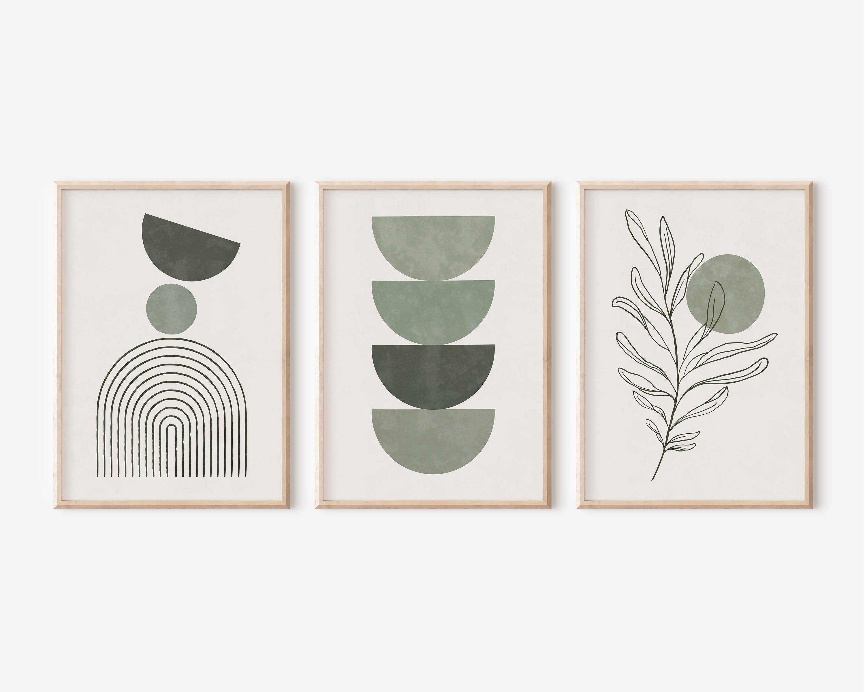 Sage Green Boho Wall Prints Set of 3 Bohemian Wall Art Aesthetic ...