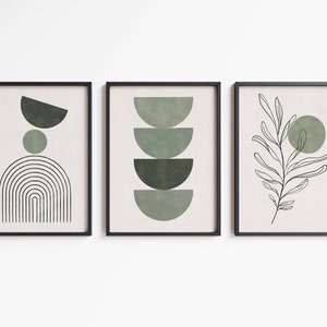 Sage Green Boho Wall Prints Set of 3 | Bohemian Wall Art | Aesthetic ...