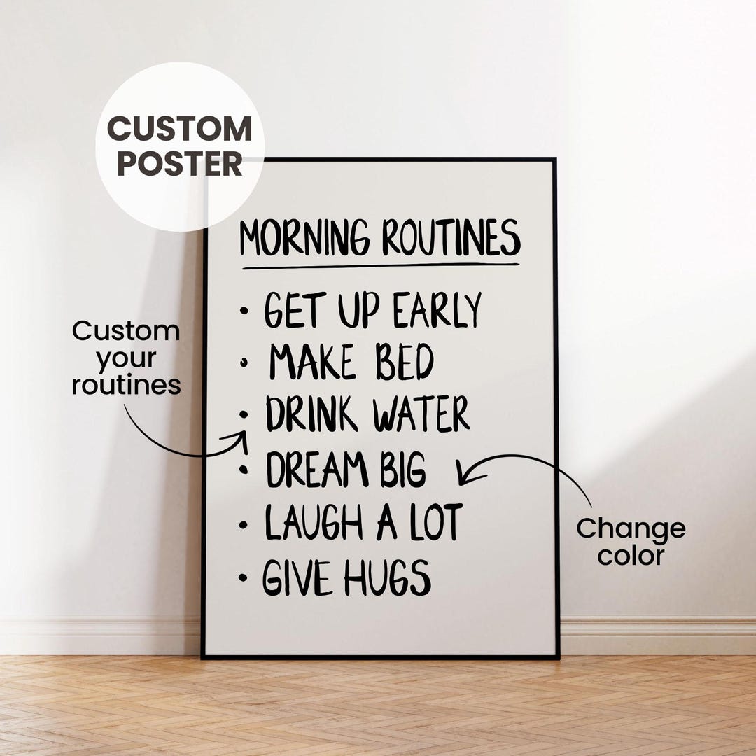 Our Morning Routine Poster Personalized Morning Routine Poster | Custom Daily Affirmations Wall ...