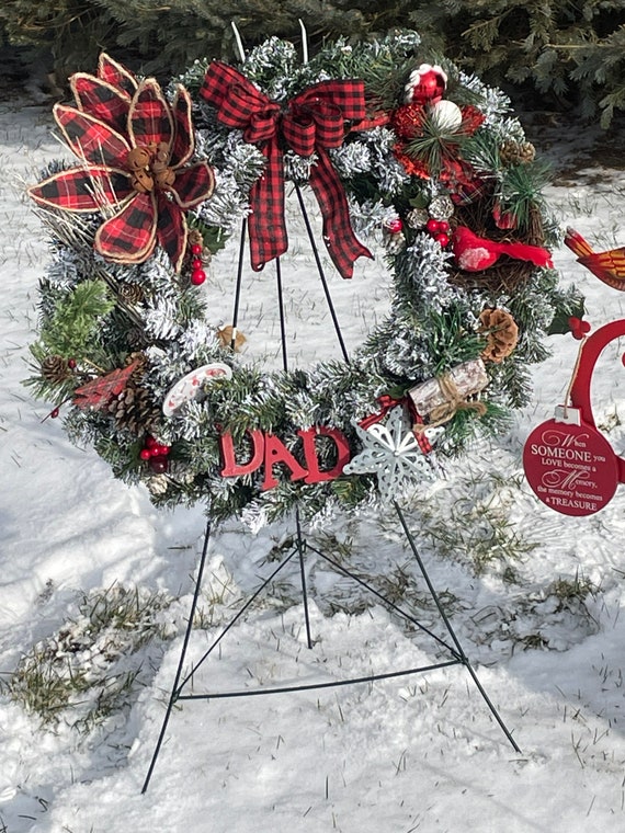 Beautiful Hand Crafted Personalized Cemetery Wreath for Your Loved One stand  is Included 