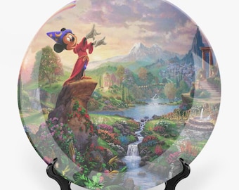 Mickey Ceramic Decorative Plates- Disney Fantasia Mickey Mouse Collector Plate - Sorcerer's Apprentice Art - Vintage Disney
