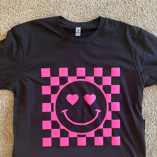 Retro Checkered Smiley Face Tee